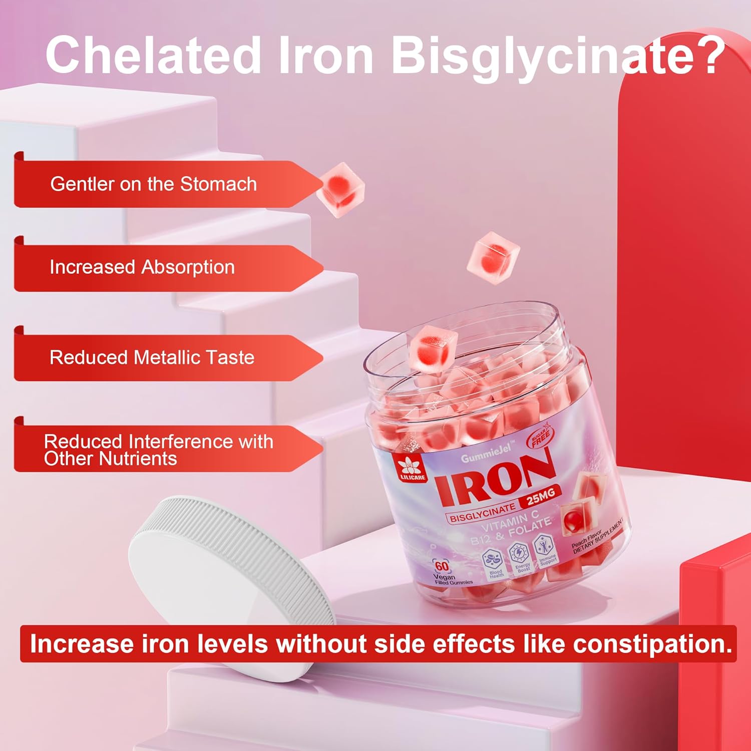 Women's Glucosamine Chondroitin Gummies with Iron - LILICARE Supplement