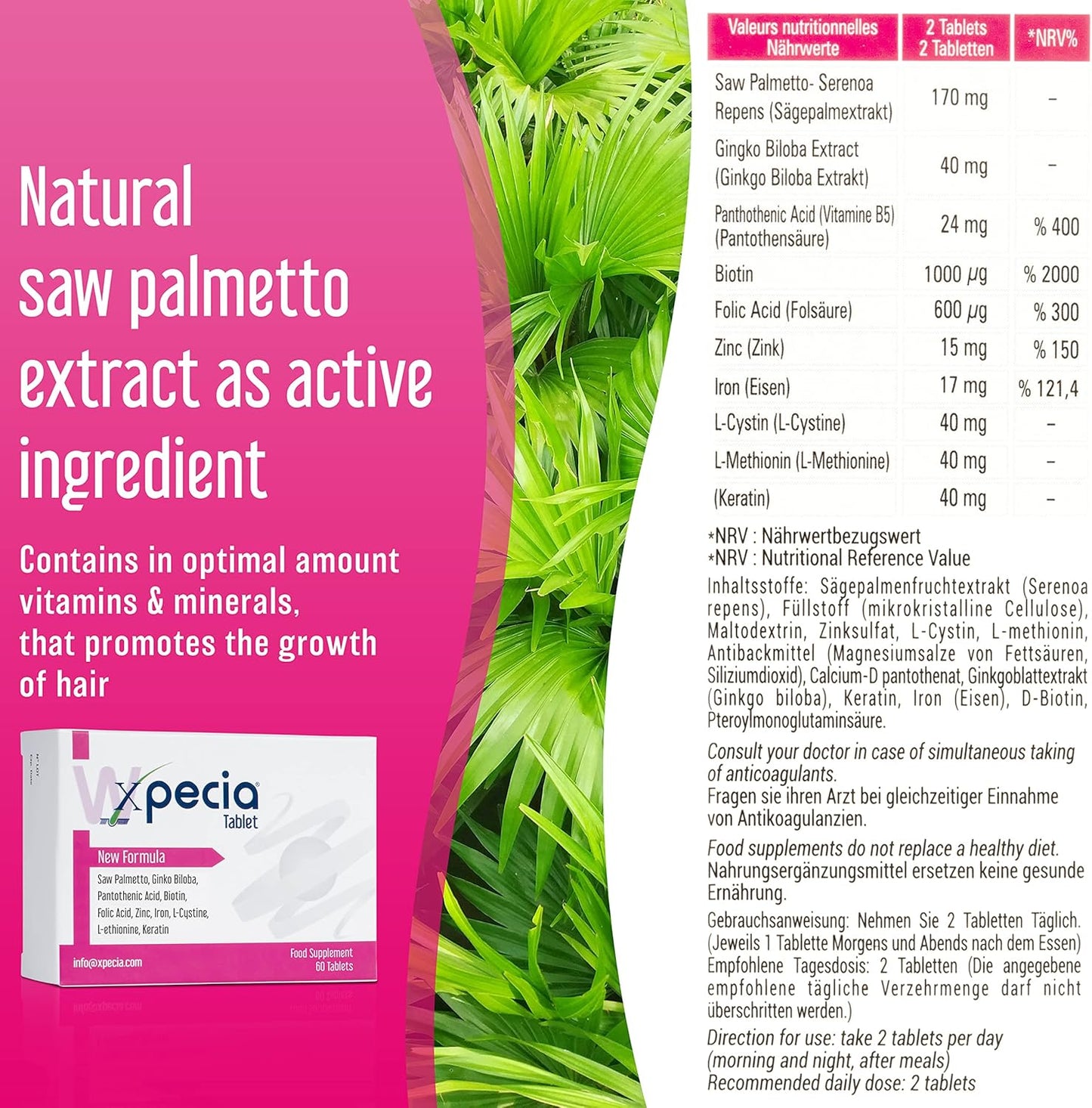 Women's Hair Loss Supplement - DHT Blocker & Hair Growth Formula - 60 Tablets