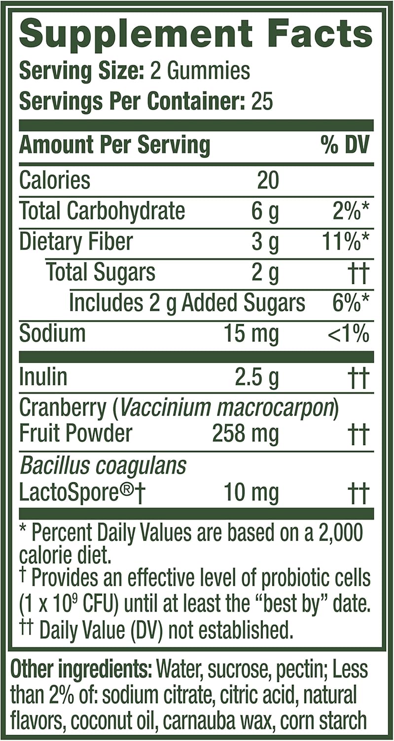 Women's Health Gummies with Prebiotic, Probiotic, and Cranberry for Digestive and Feminine Health, 50 Count