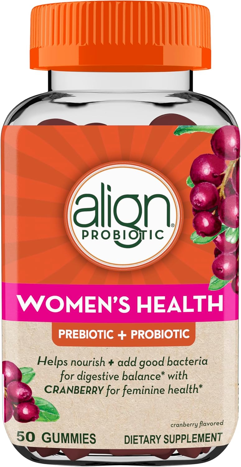 Women's Health Gummies with Prebiotic, Probiotic, and Cranberry for Digestive and Feminine Health, 50 Count