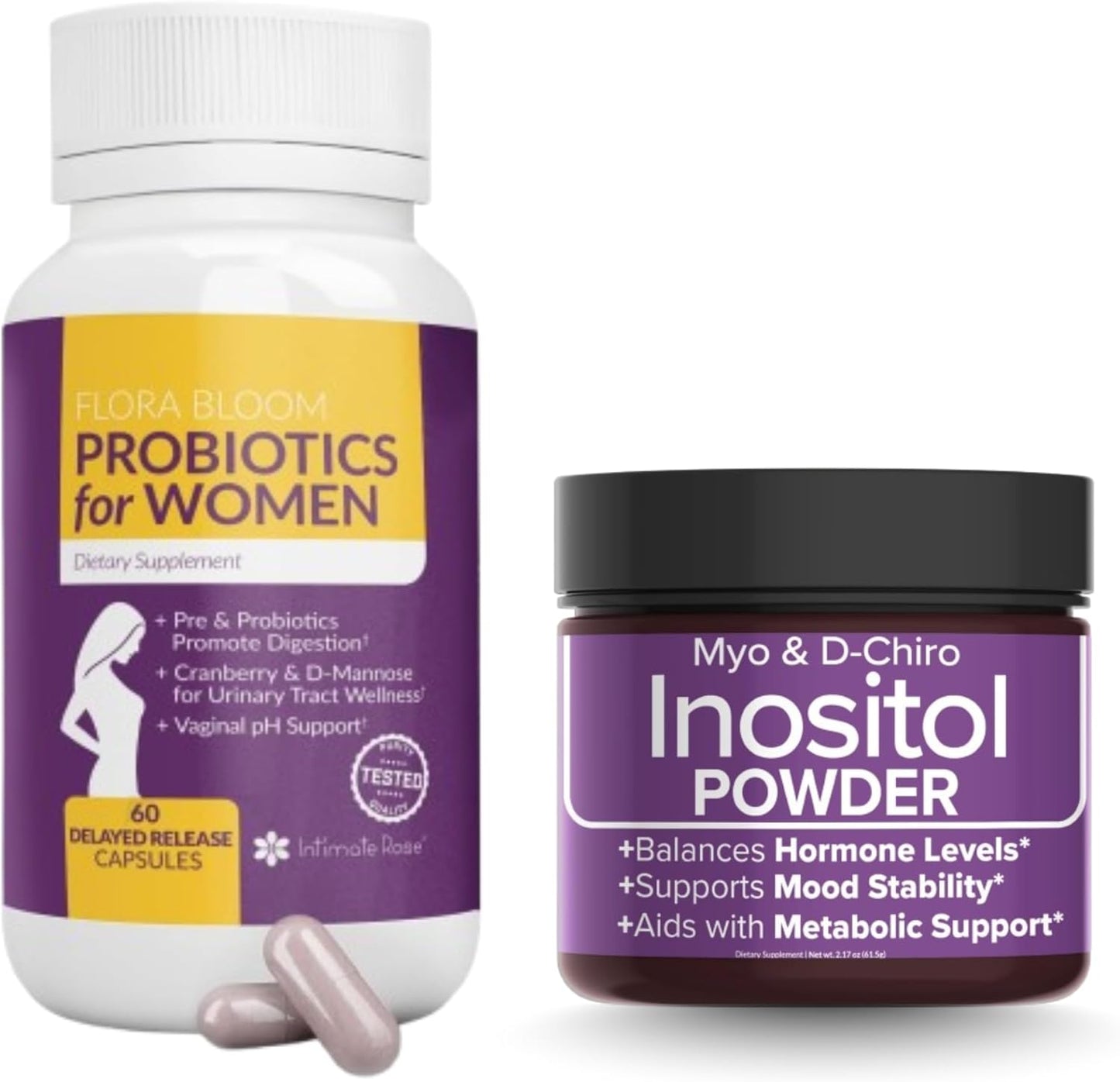 Women's Health & Wellness Bundle: Vaginal Probiotics + Myo & D-Chiro Inositol Powder - Save 10% - Hormonal Balance, Gut & Urinary Support
