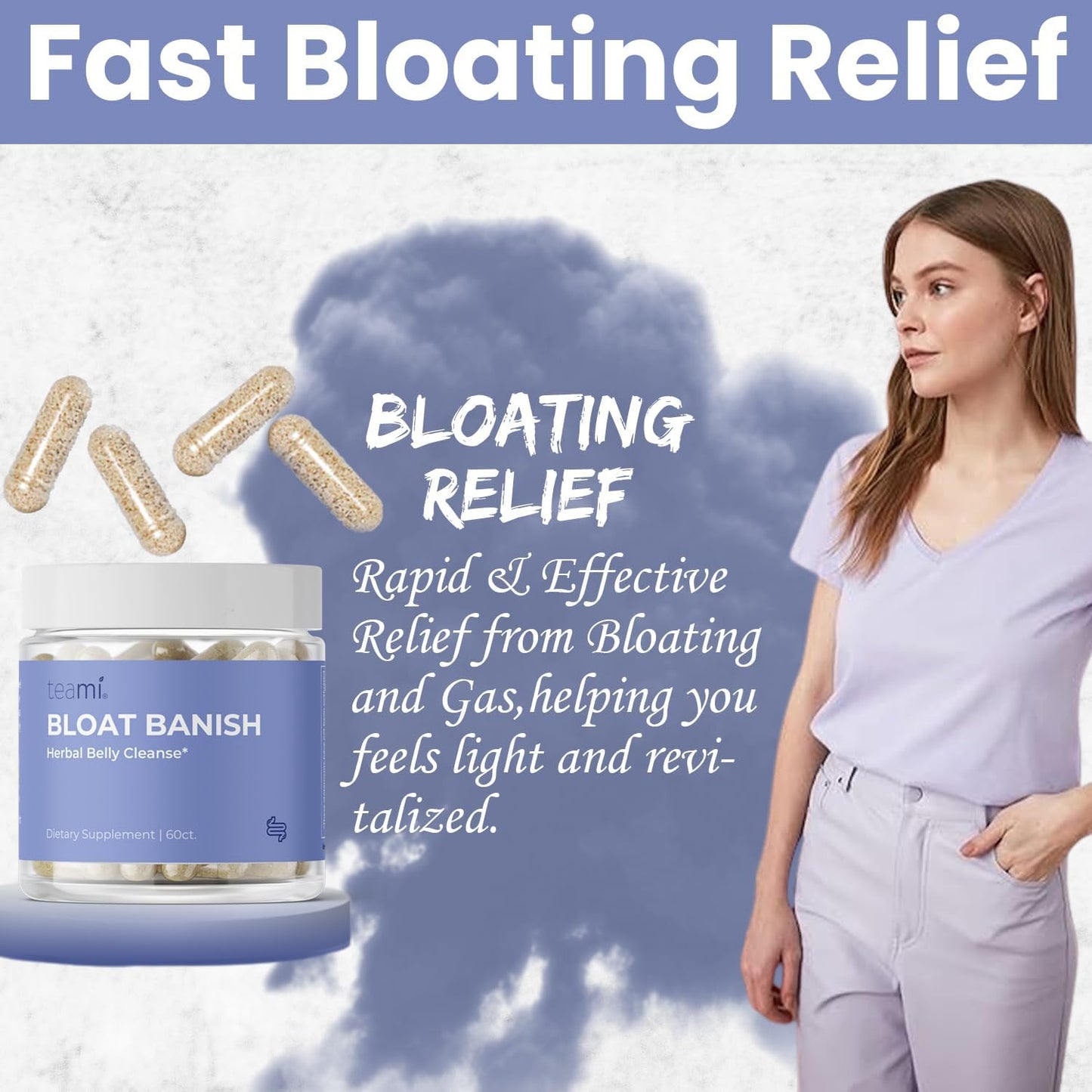Women's Herbal Debloat Pills for Fast Gas and Bloating Relief - Supports Digestion, Regularity, and Constipation - Natural Belly Cleanse with Digestive Enzymes by Teami