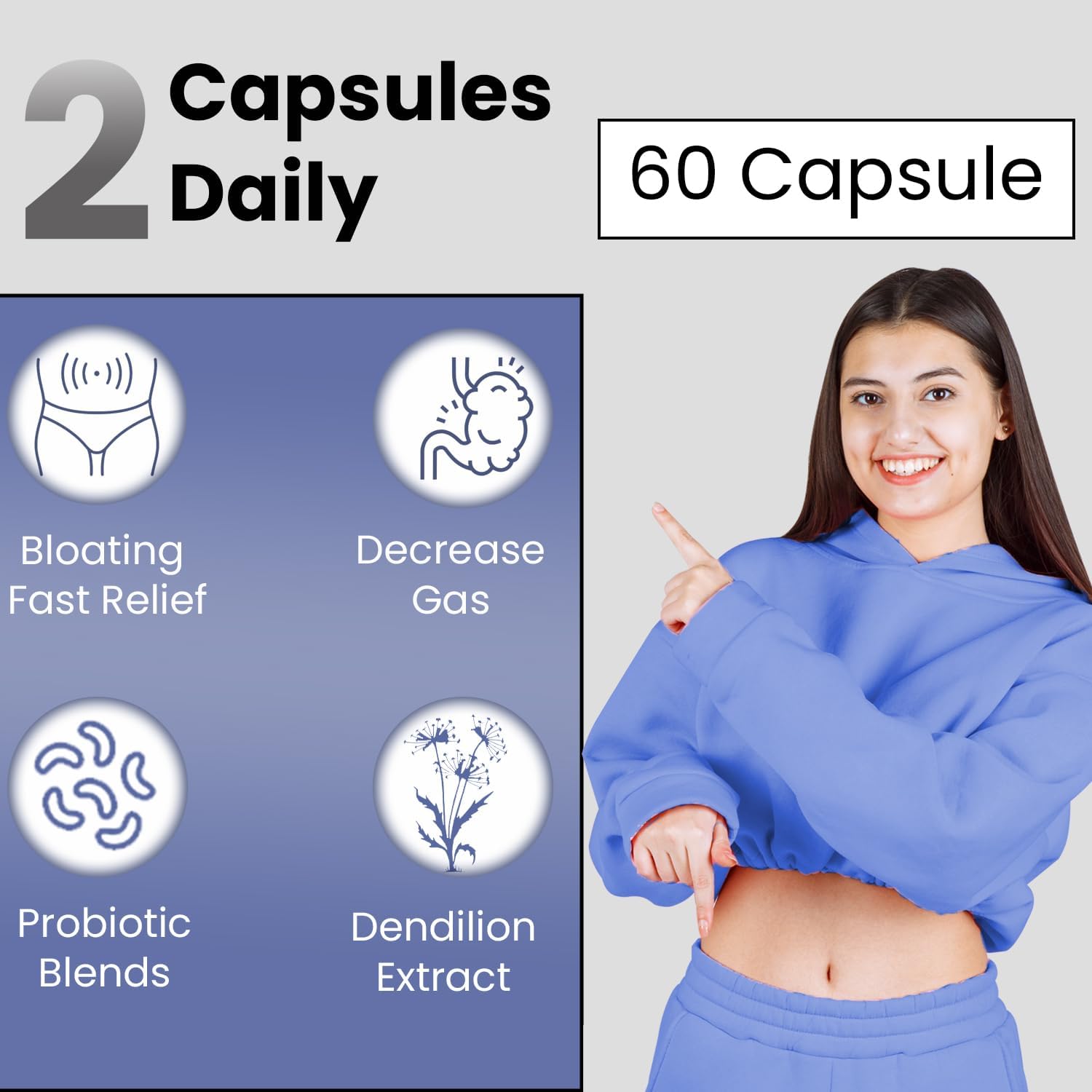 Women's Herbal Debloat Pills for Fast Gas and Bloating Relief - Supports Digestion, Regularity, and Constipation - Natural Belly Cleanse with Digestive Enzymes by Teami