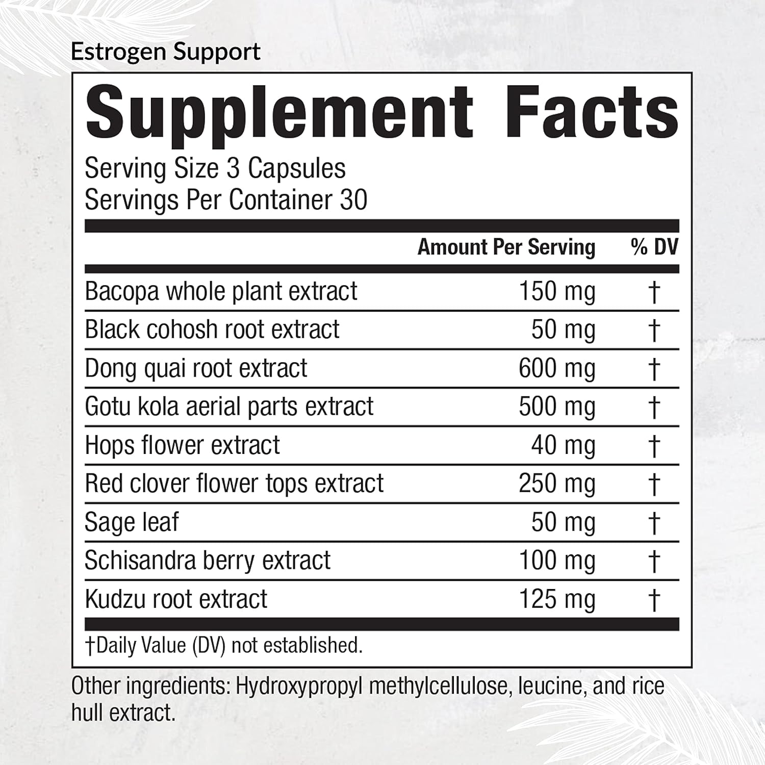 Women's Herbal Estrogen Support Supplement - Promotes Hormonal Balance, Non-GMO & Gluten-Free (90 Capsules)