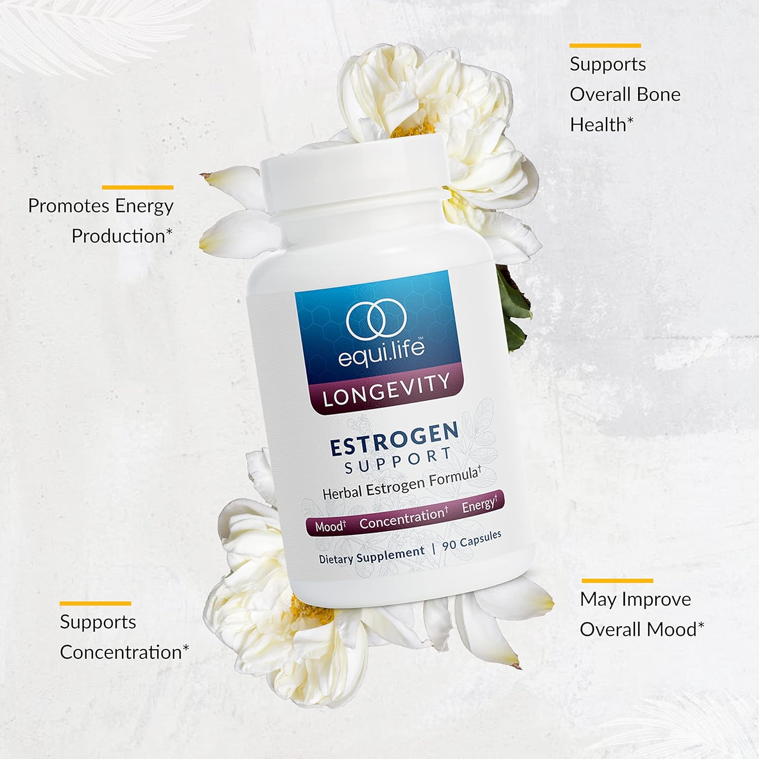 Women's Herbal Estrogen Support Supplement - Promotes Hormonal Balance, Non-GMO & Gluten-Free (90 Capsules)