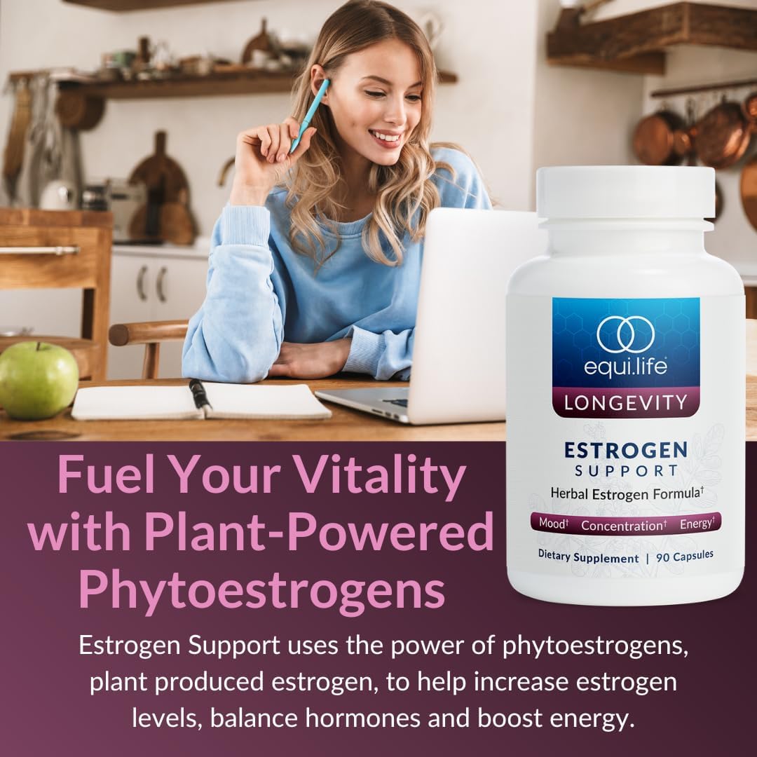 Women's Herbal Estrogen Support Supplement - Promotes Hormonal Balance, Non-GMO & Gluten-Free (90 Capsules)