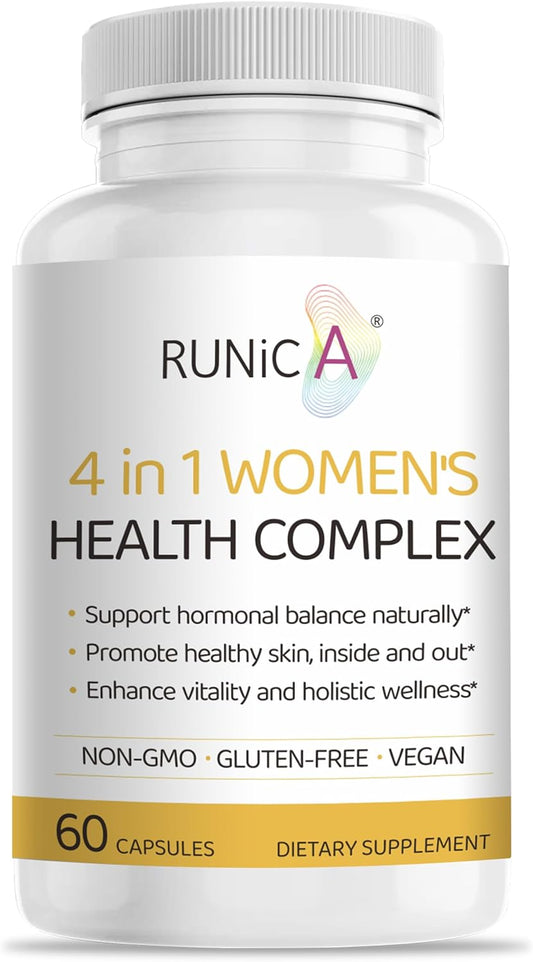 Women's Hormonal Balance & Skin Health Supplement - 4-in-1 Blend of Rose Hip, Soy Isoflavones, Evening Primrose & Pueraria Mirifica - 60 Vegan Capsules
