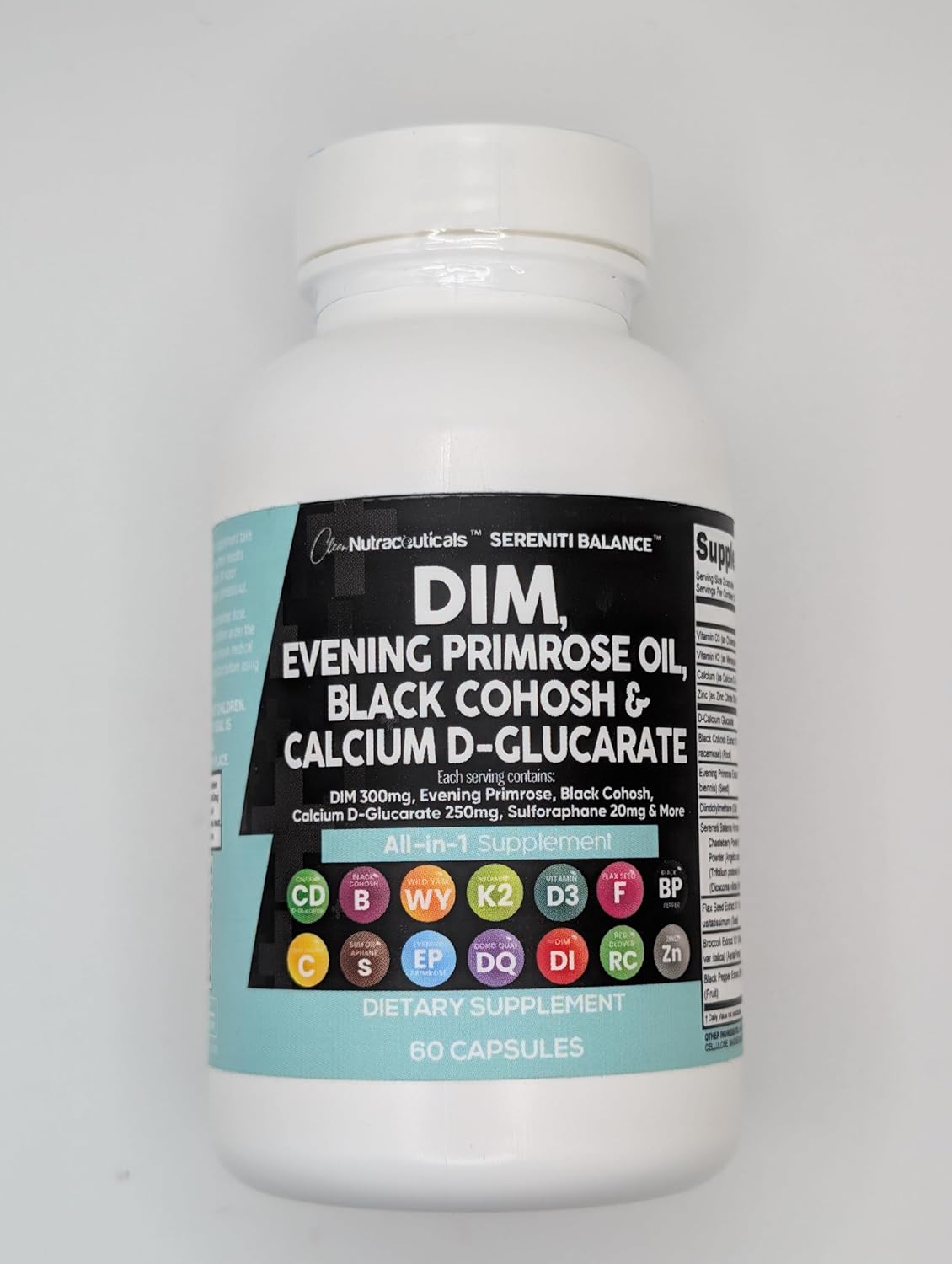 Women's Hormonal Support Vitamins with DIM, Evening Primrose, Black Cohosh, and Flax Seed Extract - 60 Capsules