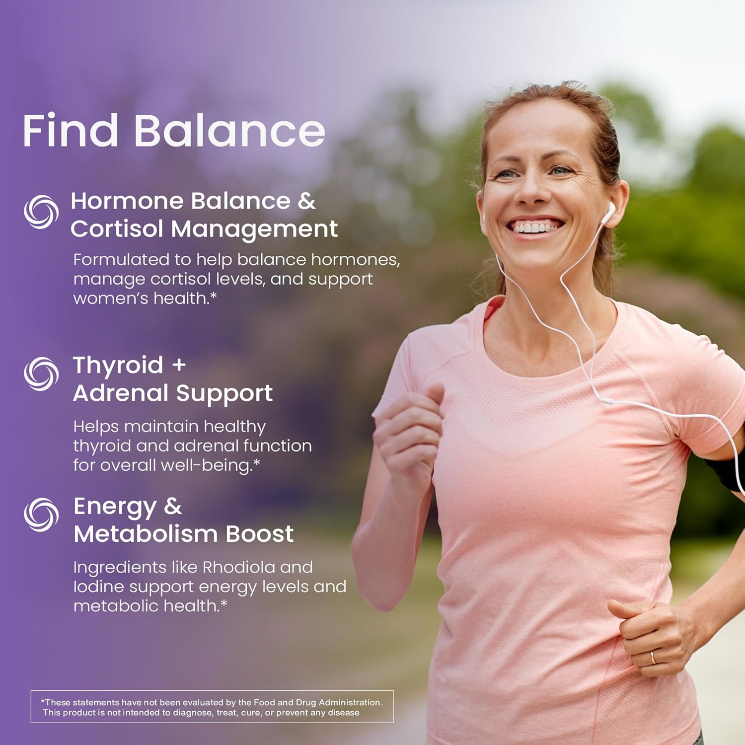 Women's Hormone Balance and Cortisol Supplements - Thyroid, Mood, & Metabolism Support | Adrenal & Rhodiola Supplement with Selenium and Iodine | Adaptogens for Women, 60 ct
