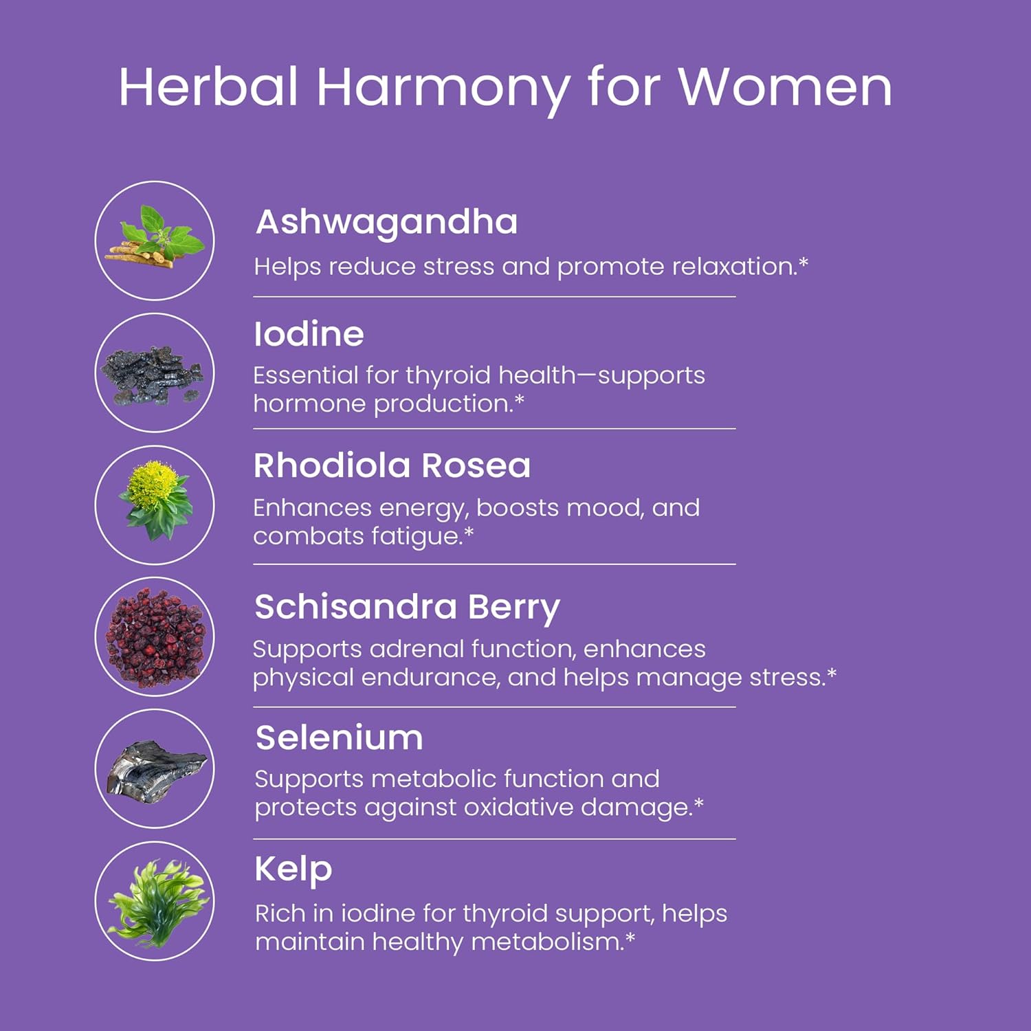 Women's Hormone Balance and Cortisol Supplements - Thyroid, Mood, & Metabolism Support | Adrenal & Rhodiola Supplement with Selenium and Iodine | Adaptogens for Women, 60 ct