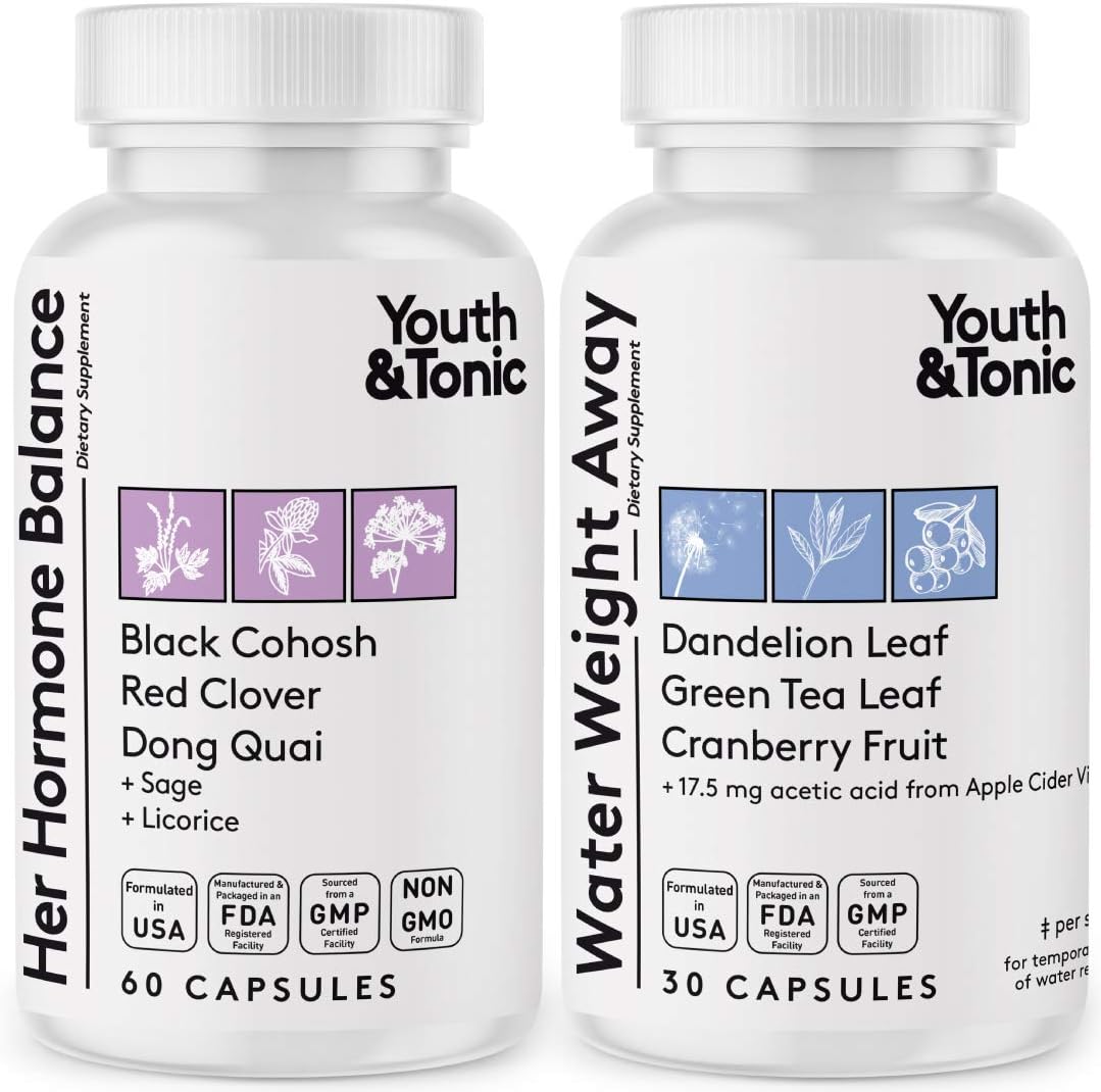 Women's Hormone Balance Capsules with Youth & Tonic Properties | 30 + 60 Pills for Water Retention & Swelling