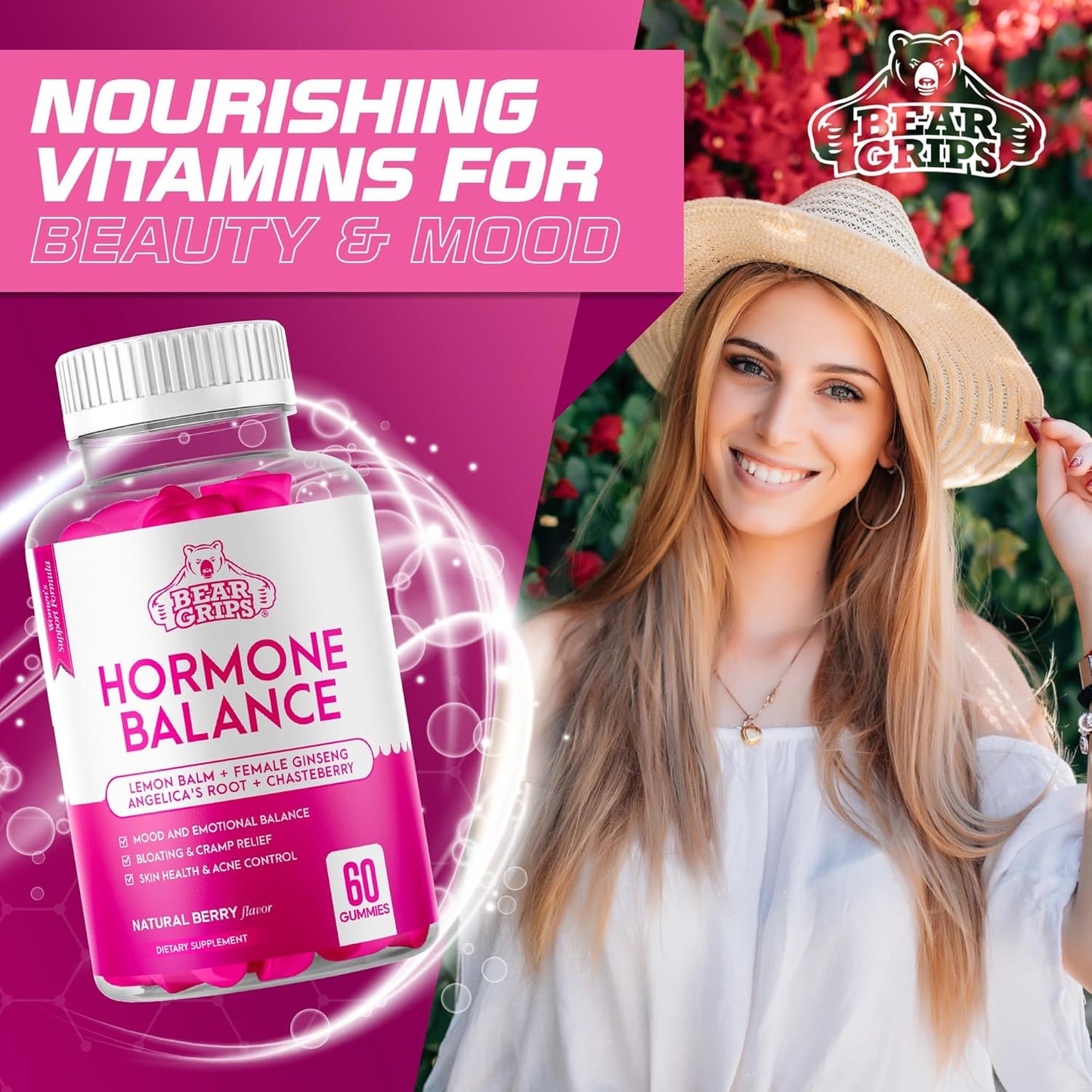 Women's Hormone Balance Gummies - PMS and Bloating Relief, Menopause Support Complex, Natural Cramp Relief for Women