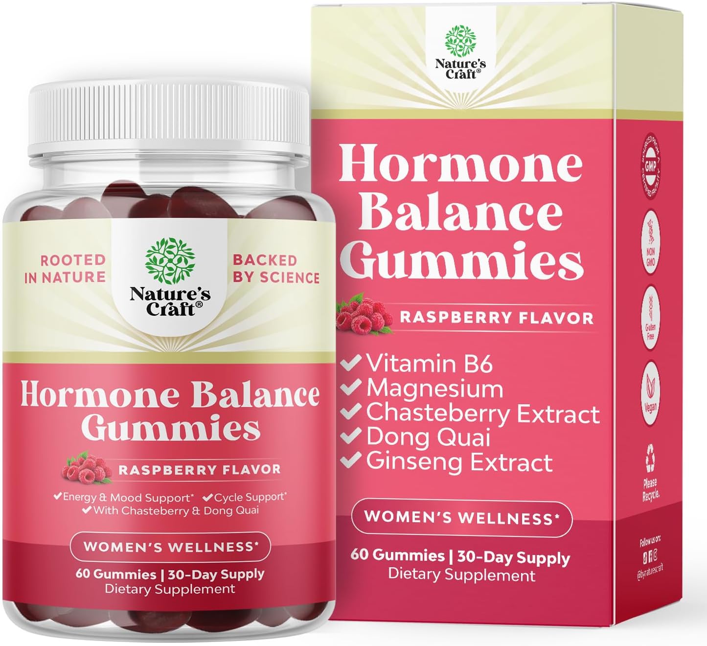 Women's Hormone Balance Gummies - PMS & Menopause Support with Vitamin B6 & Dong Quai - 60 Chews