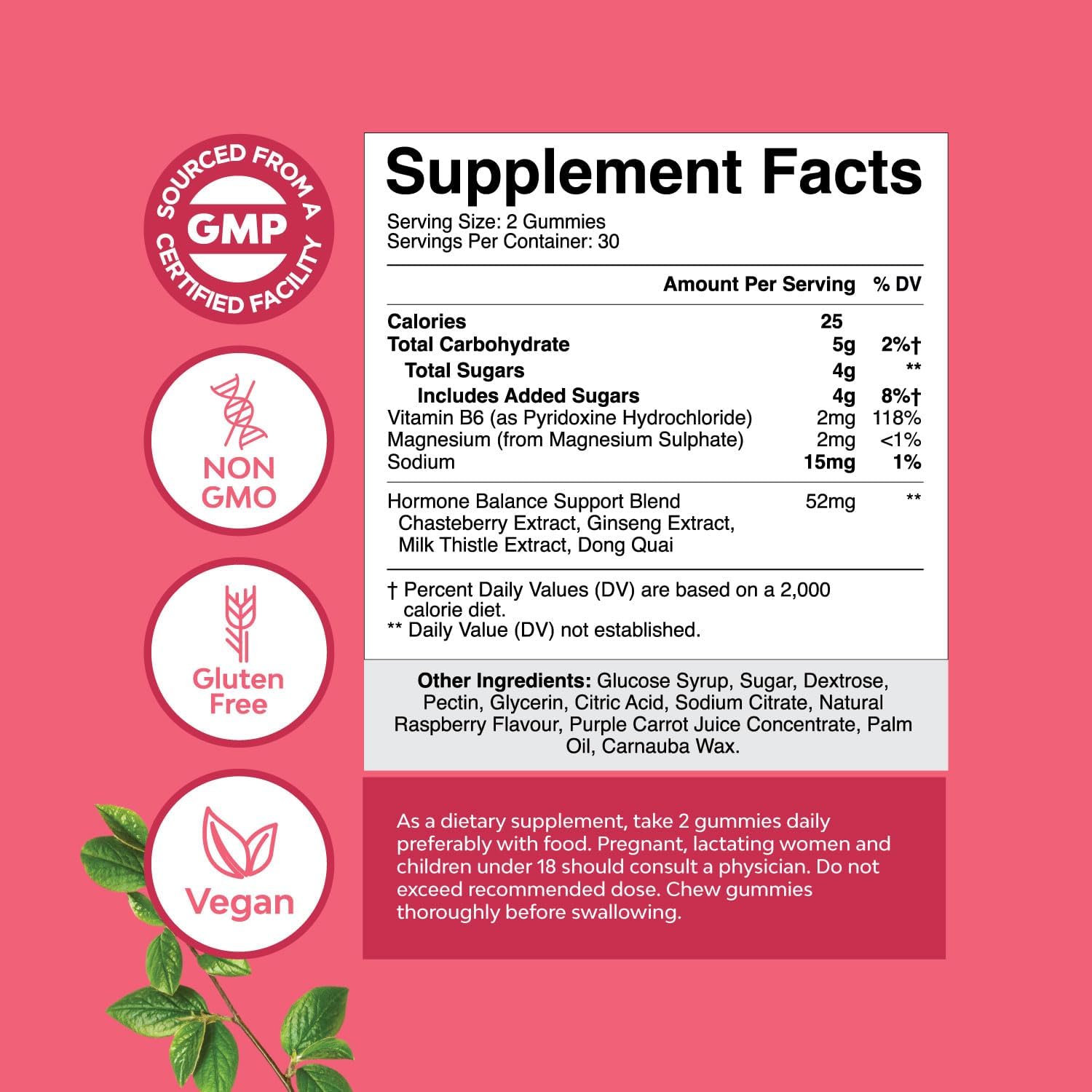 Women's Hormone Balance Gummies - PMS & Menopause Support with Vitamin B6 & Dong Quai - 60 Chews