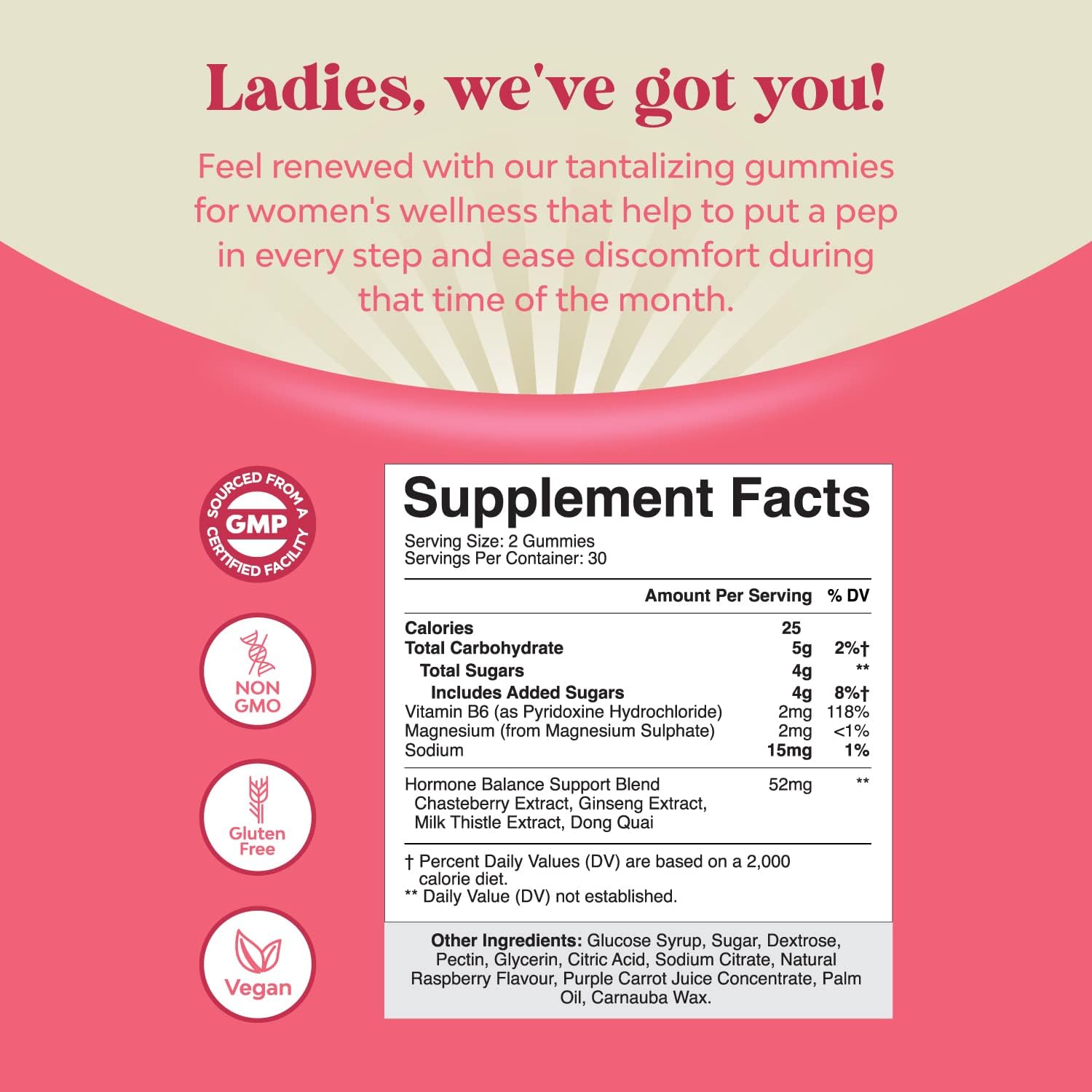 Women's Hormone Balance Gummies with Vitamin B6 and Dong Quai - Menopause Relief and PMS Support Supplement for Women - Natural Cycle Support for All Ages