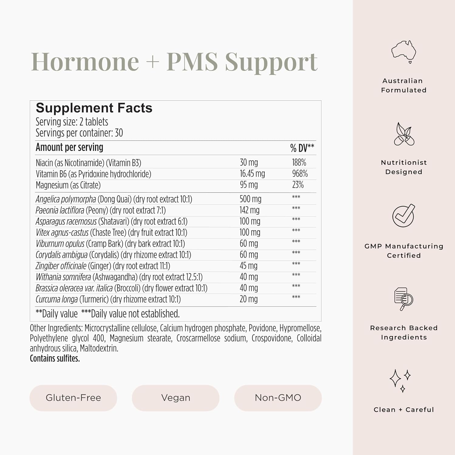 Women's Hormone Balance & PMS Support Supplement with Vitamins B3, B6, Magnesium - 60 Capsules