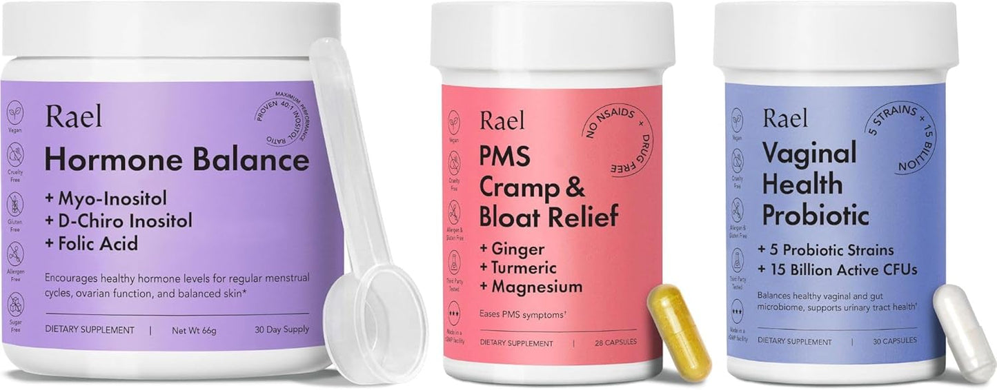 Women's Hormone Balance & Probiotic Bundle - Myo-Inositol, D-Chiro Inositol, 15 Billion CFU Probiotics, PMS Support (30 Day Supply)