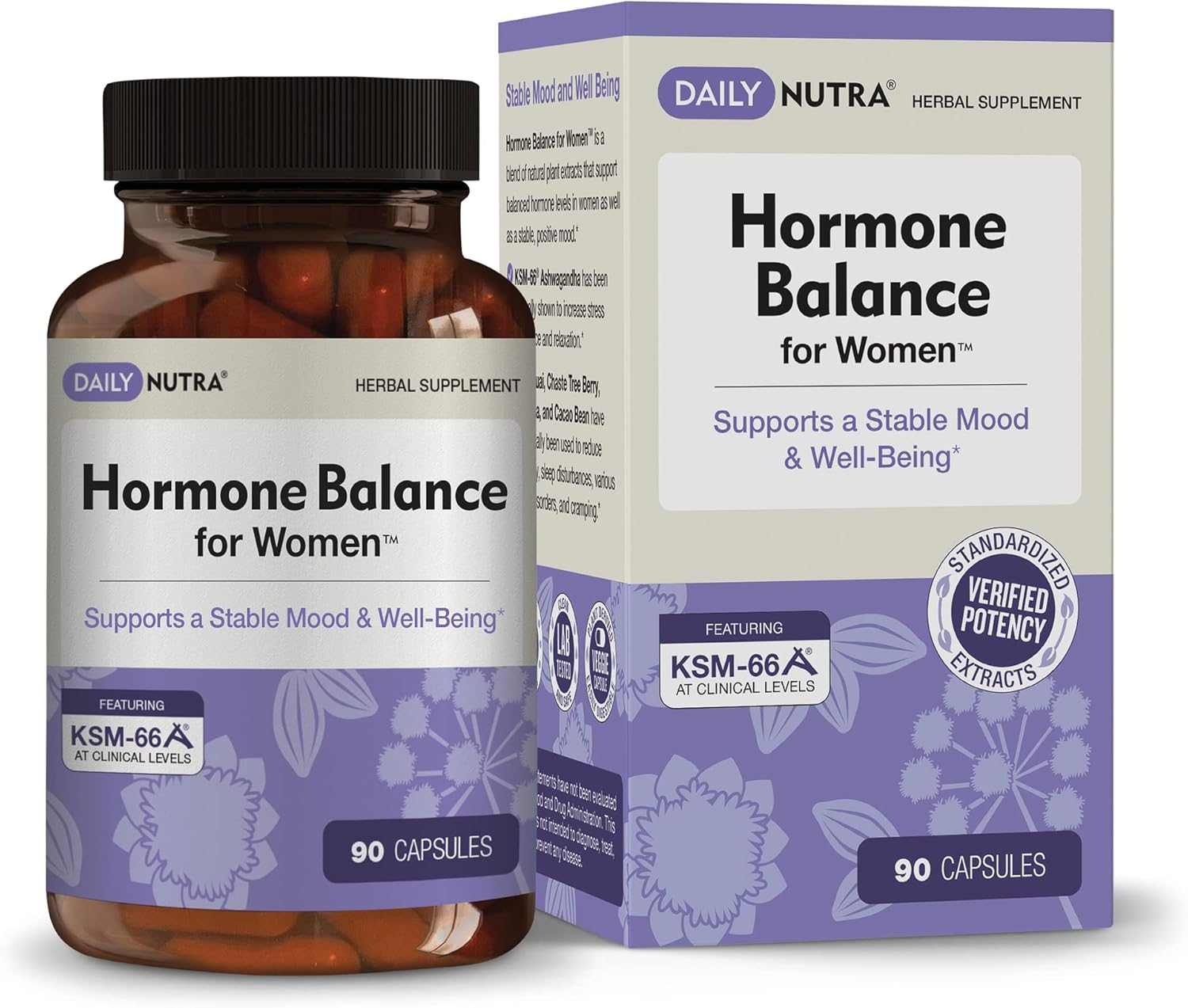 Women's Hormone Balance Supplement - Natural Mood Support for PMS & Menopause | Includes KSM-66 Ashwagandha - 90 Capsules