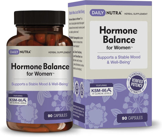 Women's Hormone Balance Supplement - Natural Mood Support for PMS & Menopause | Includes KSM-66 Ashwagandha - 90 Capsules
