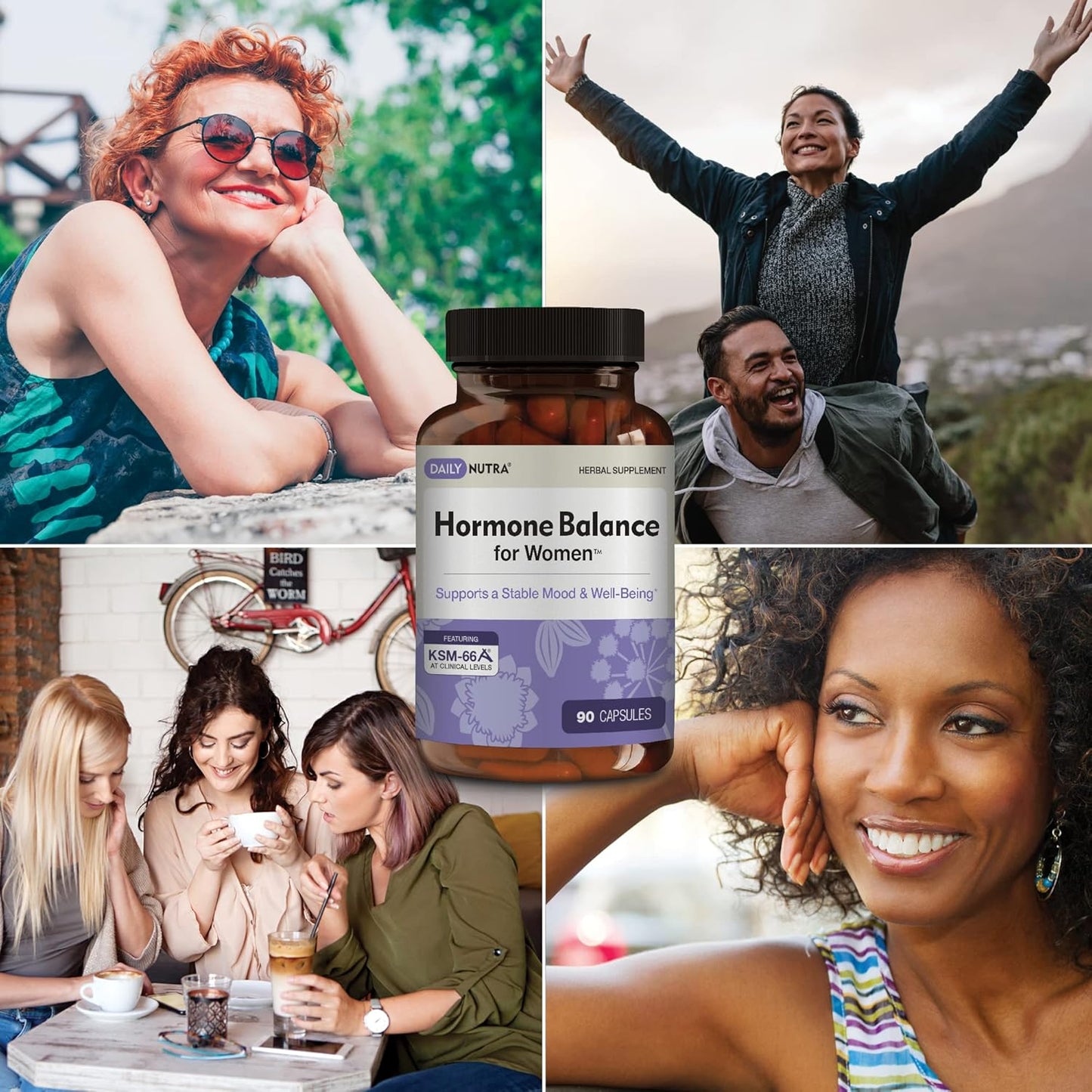 Women's Hormone Balance Supplement - Natural Mood Support for PMS & Menopause | Includes KSM-66 Ashwagandha - 90 Capsules