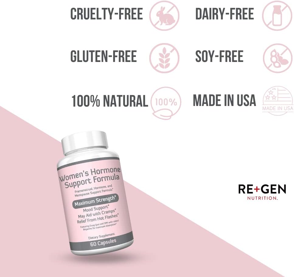 Women's Hormone Balance Support Supplement with Vitamin E, Dong Quai, DIM 200mg - 60 Capsules