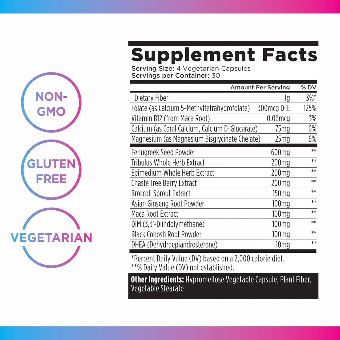 Women's Hormone Support Capsules - Mood Balance, PMS Relief, Menopause Aid - Estrogen Supplement with Fenugreek, Black Cohosh, Chasteberry, DIM - 120 Count