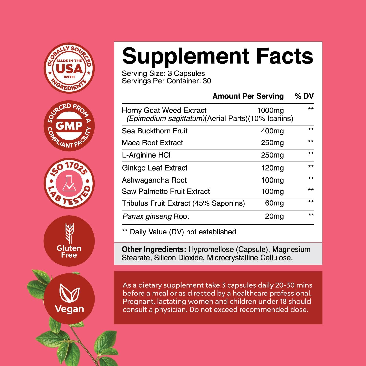 Women's Horny Goat Weed Complex with Ashwagandha, Panax Ginseng, and Maca Root Capsules - Boost Drive, Energy, Mood, and Address Dryness