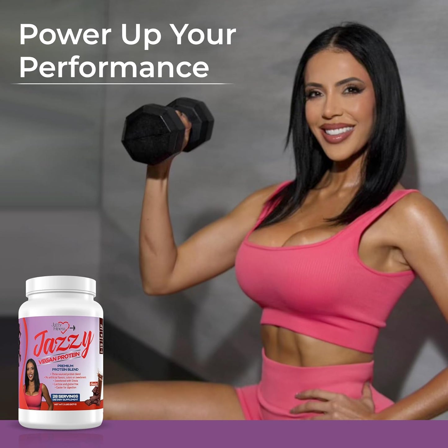 Women's Jazzy Vegan Chocolate Protein Powder - 907 gm Plant Based Blend, Lactose & Gluten Free, Energy Boost - 28 Servings