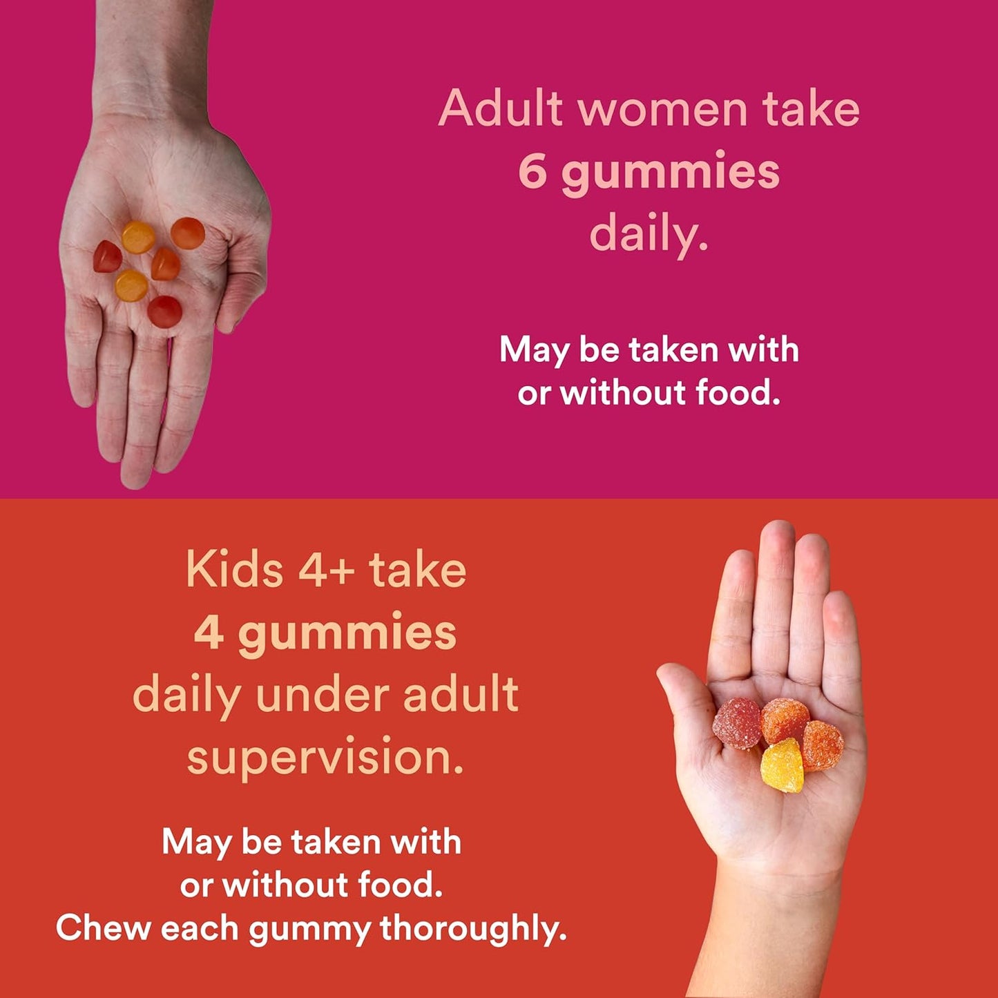 Women's & Kids Multivitamin Gummies Bundle with Omega 3 Fish Oil, Methylfolate, CoQ10, Vitamin D3, C, B12, B6, A, K & Zinc - Gluten Free (30 Day Supply)
