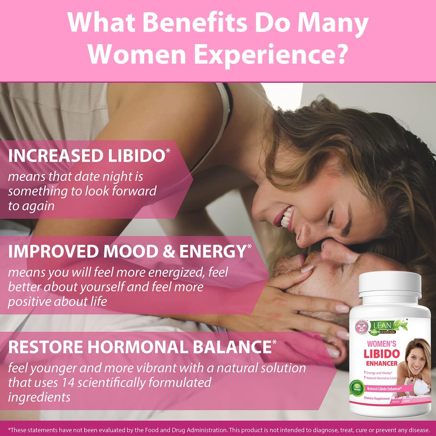 Women's Libido Booster with Maca Root, Fenugreek, Tongkat Ali, Horny Goat Weed - Hormone Balance & Menopause Support - 30 Capsules
