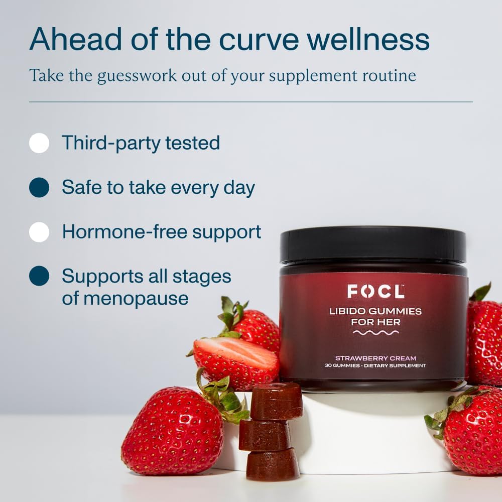 Women's Libido Support Gummies - Boost Desire, Arousal, Energy, Hormone Balance - Horny Goat Weed, Fenugreek, Green Tea - Strawberry Cream - 30 Gummies