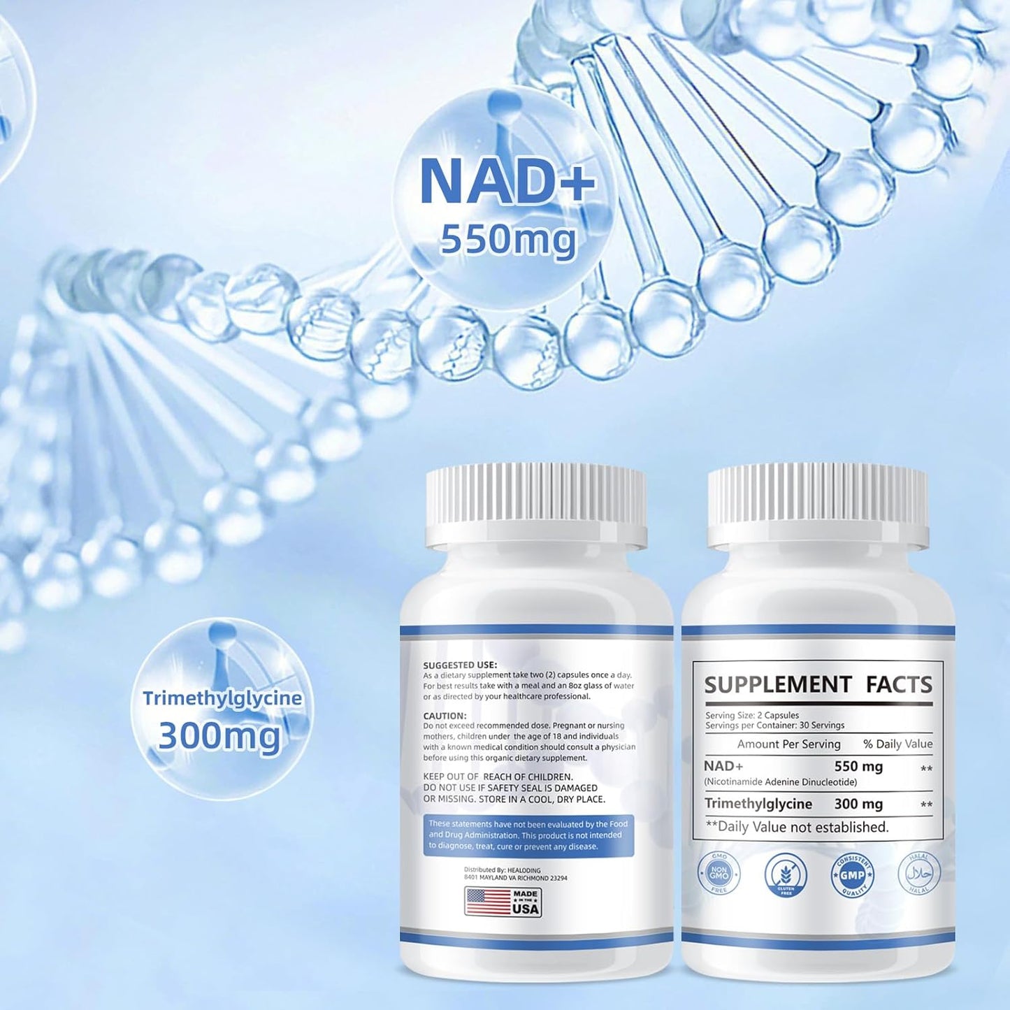 Women's Liposomal NAD+ Supplement with Resveratrol 550MG - Cellular Repair, Energy, and Aging Support