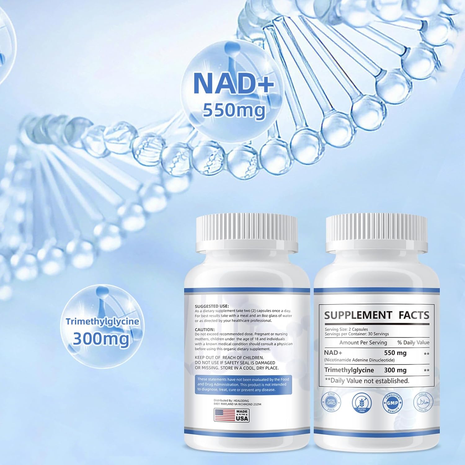 Women's Liposomal NAD+ Supplement with Resveratrol 550MG - Cellular Repair, Energy, and Aging Support