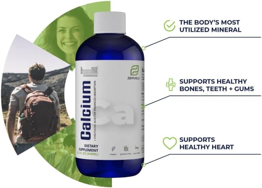 Women's Liquid Ionic Calcium Supplement for Fast Absorption - Supports Bone & Teeth Health - Easy to Digest - Zemvelo