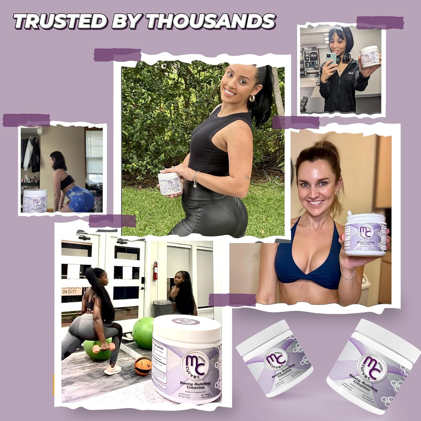 Women's Major Curves Booty Building Creatine Powder - Micronized Monohydrate for Maximum Absorption - Unflavored Peach Builder