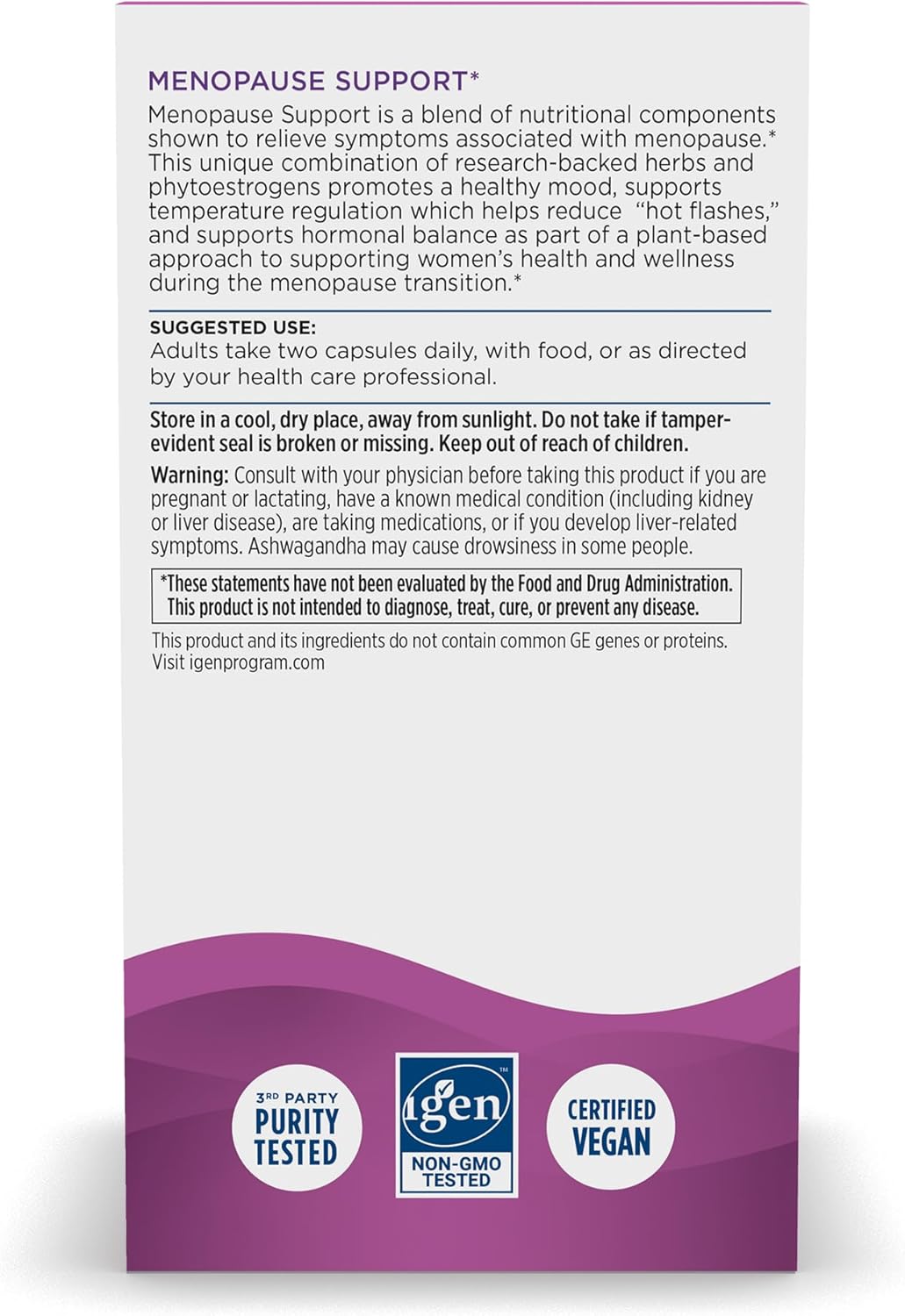 Women's Menopause Support Capsules - Natural Hormone Balance & Mood Support Supplement - 60 Capsules - Plant-Based Ingredients - Hot Flash Relief - 30 Servings