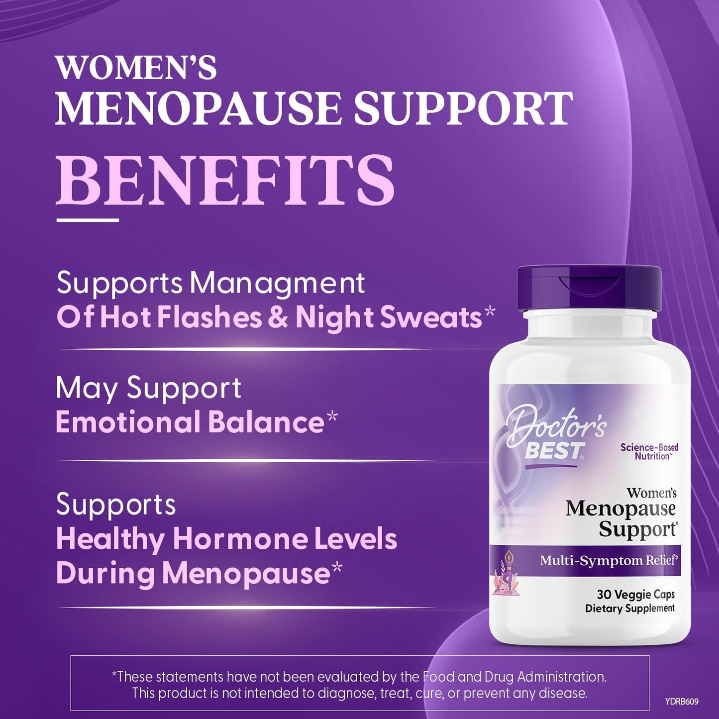 Women's Menopause Support Capsules - Natural Multi-Symptom Relief, Non-GMO, Gluten-Free, Vegan Formula, 30 Count