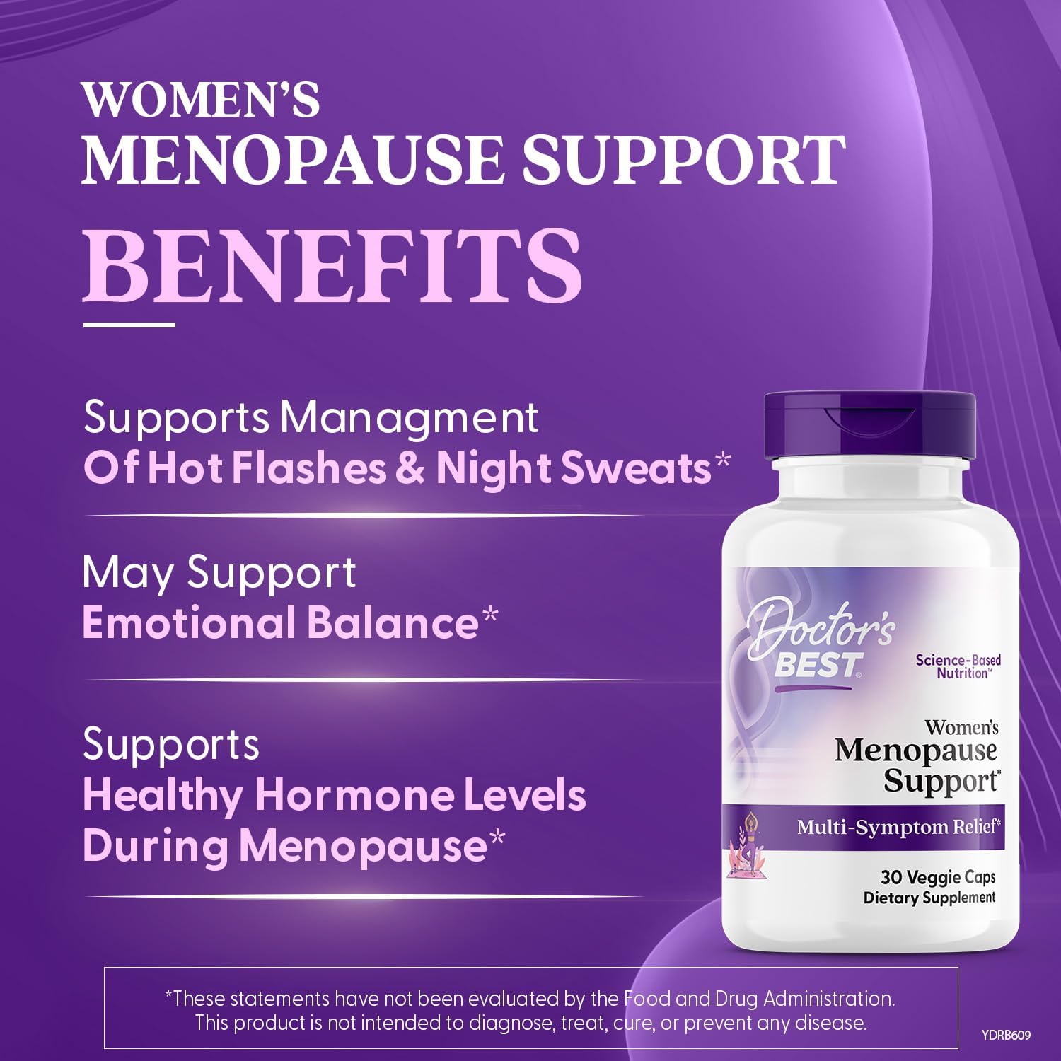 Women's Menopause Support Capsules - Natural Multi-Symptom Relief, Non-GMO, Gluten-Free, Vegan Formula, 30 Count