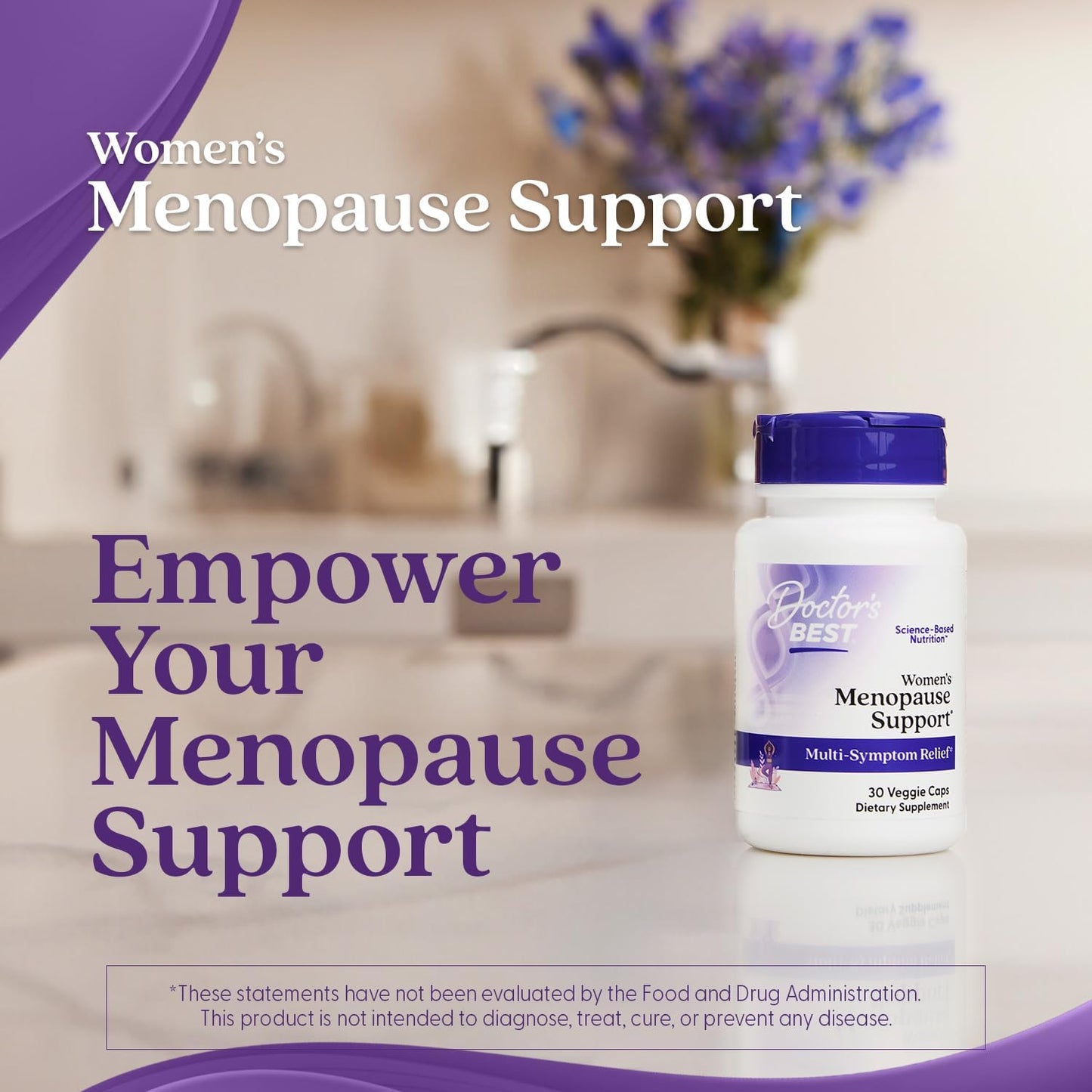 Women's Menopause Support Capsules - Natural Multi-Symptom Relief, Non-GMO, Gluten-Free, Vegan Formula, 30 Count