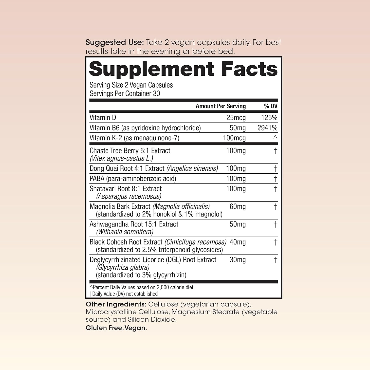 Women's Menopause Support Capsules | Hormone Balance, Hot Flashes, Night Sweats | Chaste Tree, Dong Quai, Black Cohosh | 60ct