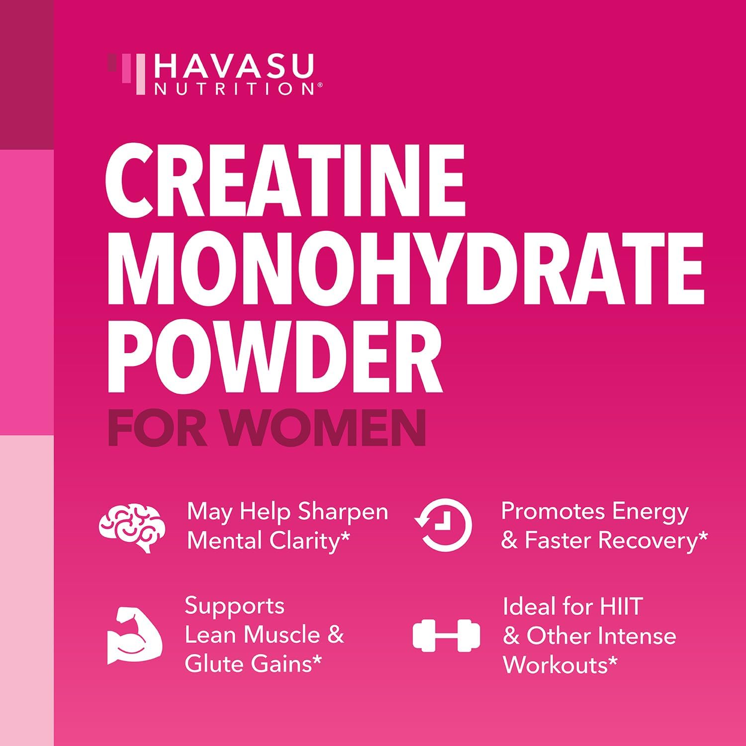 Women's Micronized Creatine Monohydrate Powder - Energy & Muscle Support - 3g Per Serving - Unflavored Vegan Blend - 100 Servings