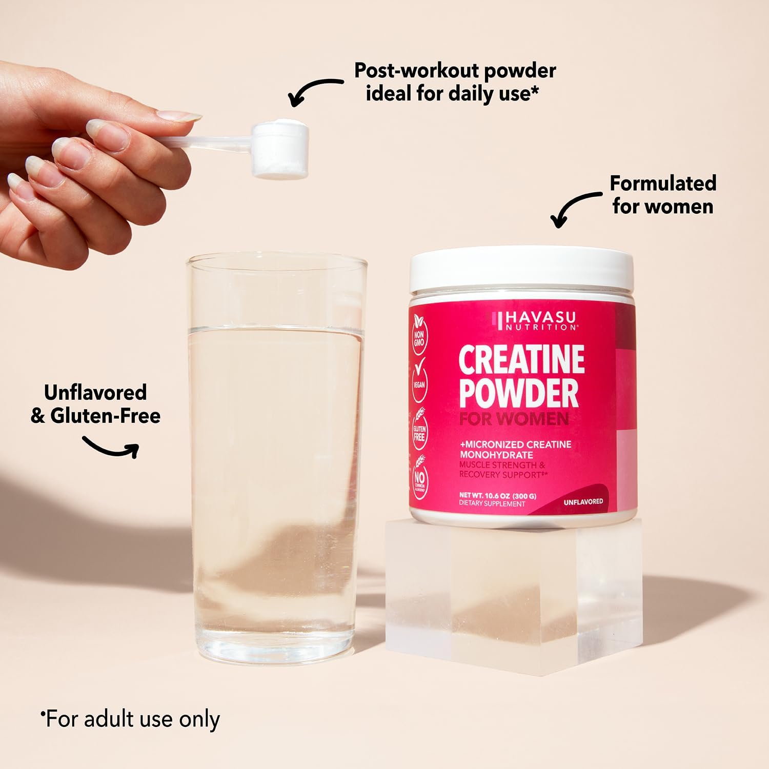 Women's Micronized Creatine Monohydrate Powder - Energy & Muscle Support - 3g Per Serving - Unflavored Vegan Blend - 100 Servings