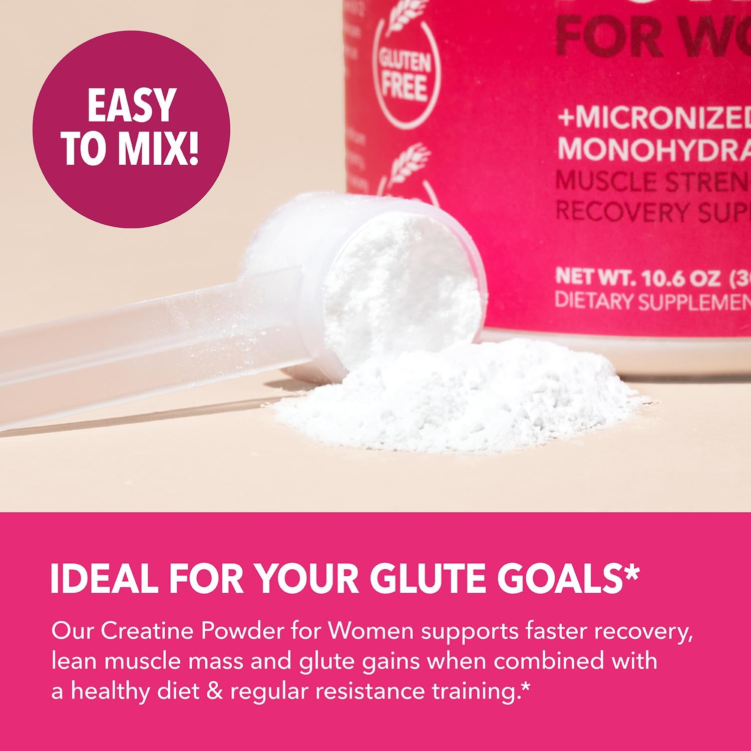 Women's Micronized Creatine Monohydrate Powder - Energy & Muscle Support - 3g Per Serving - Unflavored Vegan Blend - 100 Servings