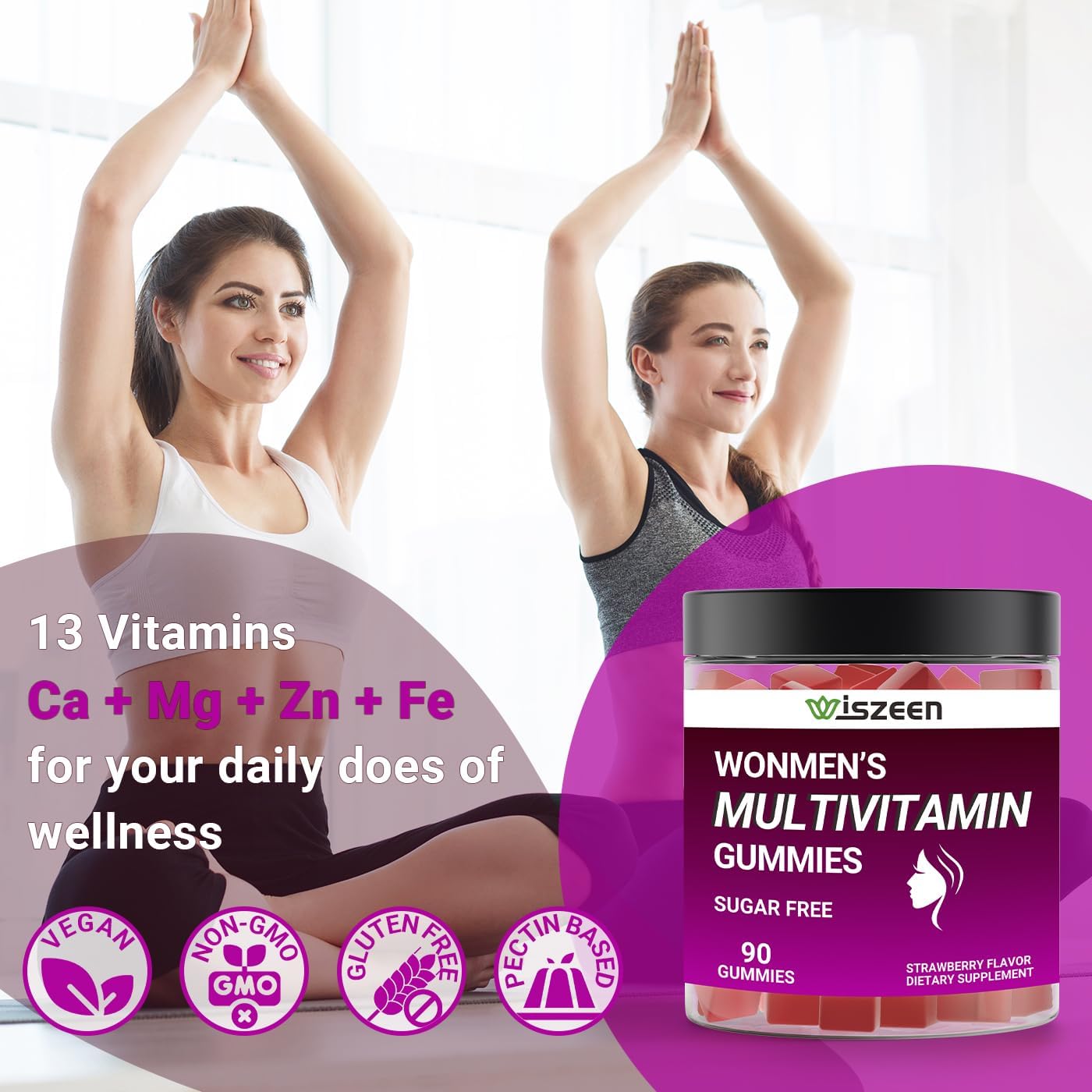 Women's Multivitamin Gummies with Methylated Nutrients, Iron, Vitamin D3, K2, and Calcium for Optimal Health