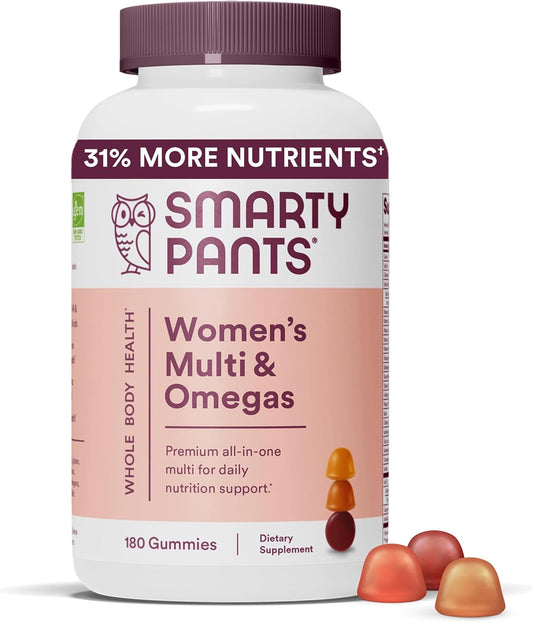 Women's Multivitamin Gummies with Omega 3 Fish Oil, Methylfolate, CoQ10, Vitamin D3, C, B12, B6, A, K & Zinc - 180 Count