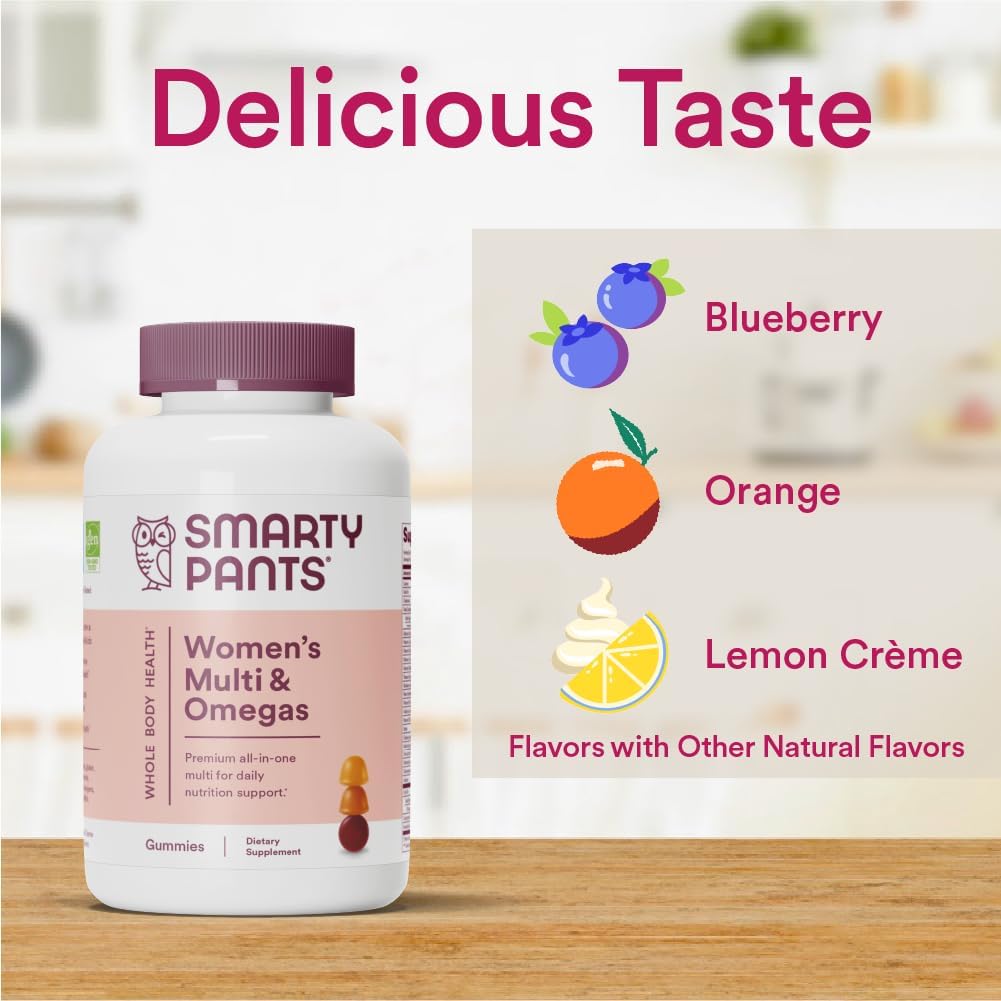 Women's Multivitamin Gummies with Omega 3 Fish Oil, Methylfolate, CoQ10, Vitamin D3, C, B12, B6, A, K & Zinc - 180 Count