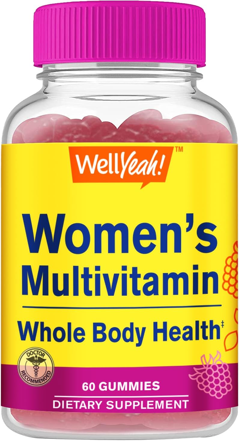 Women's Multivitamin Gummy with Biotin, Zinc, B Vitamins, Folic Acid - Raspberry Flavor - 60 Count - Overall Health & Well-Being