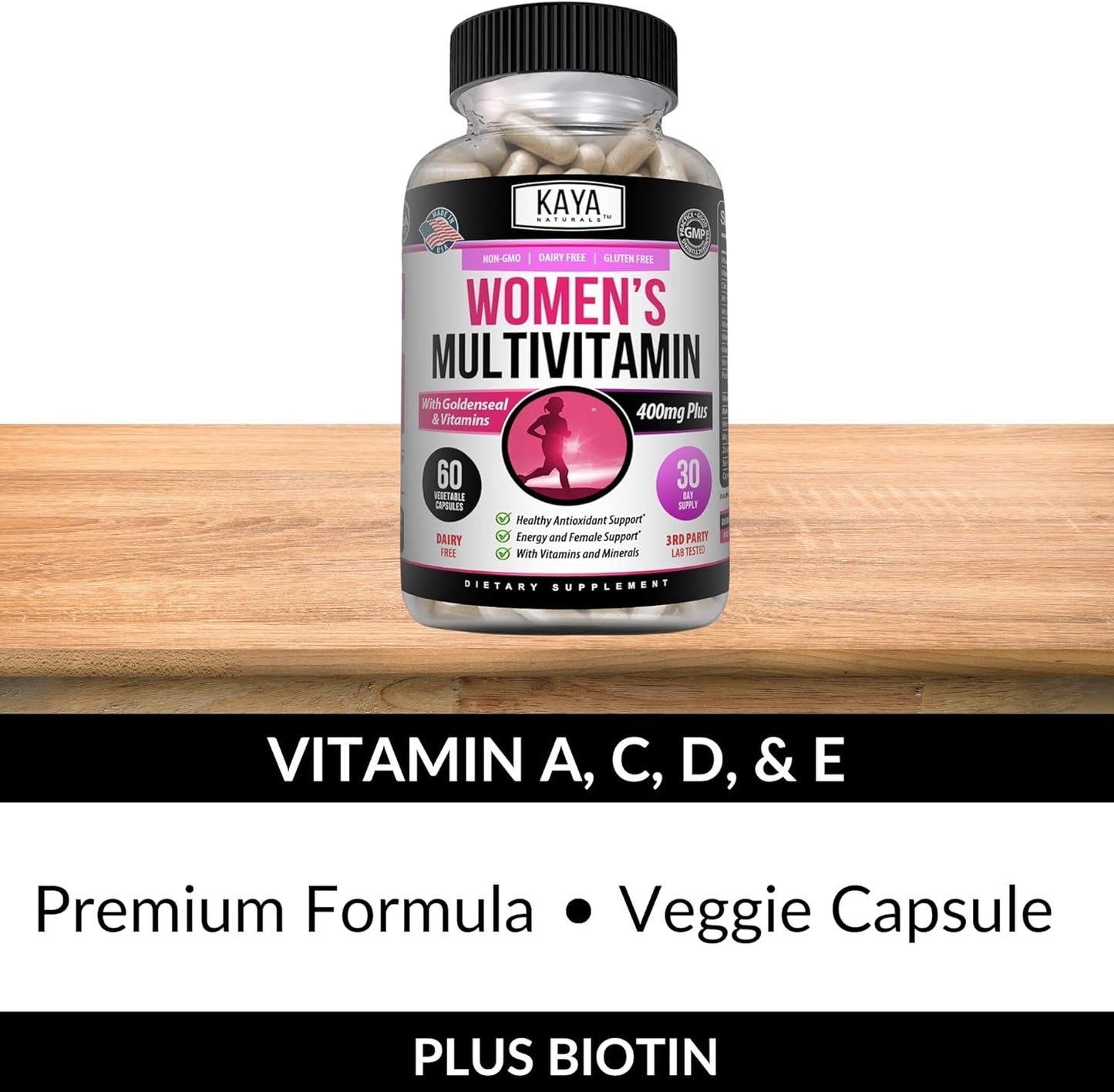 Women's Multivitamin with Antioxidants for Overall Health & Immune Support - Vitamins A, D, C, E, Biotin, Folic Acid, Multi-Mineral, Energy Boost - 60 Count