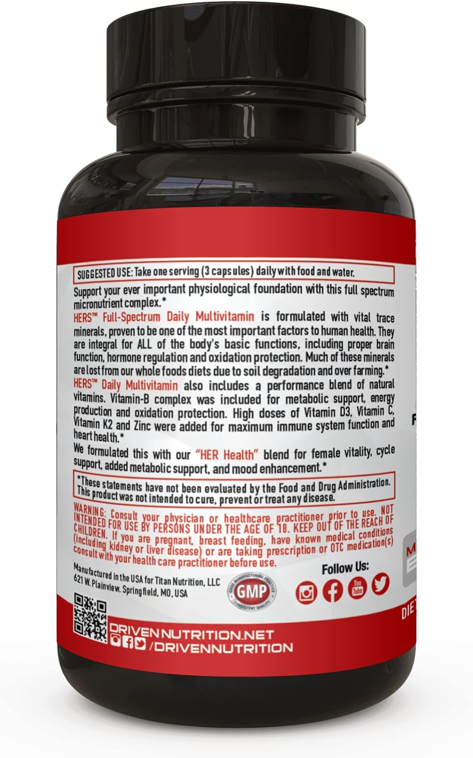 Women's Multivitamin with Energy, Metabolism, Immune Support & Recovery - 90 Ct - Vitamin A, E, D, C, Magnesium, Zinc & More