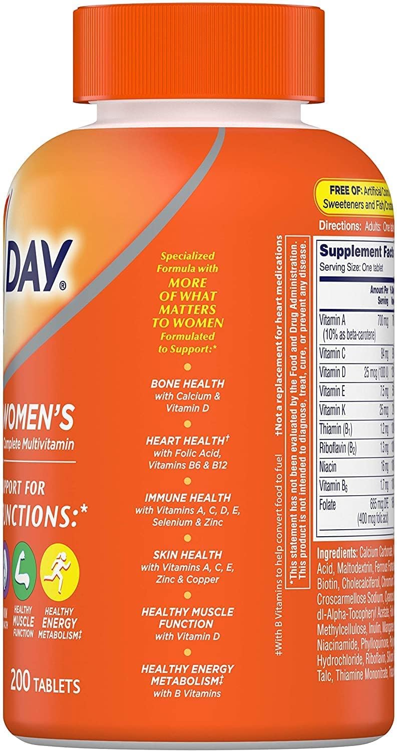 Women's Multivitamin with Vitamin A, C, D, E, Zinc, B12, Biotin, Calcium - Immune Health Support - 200 Tablets